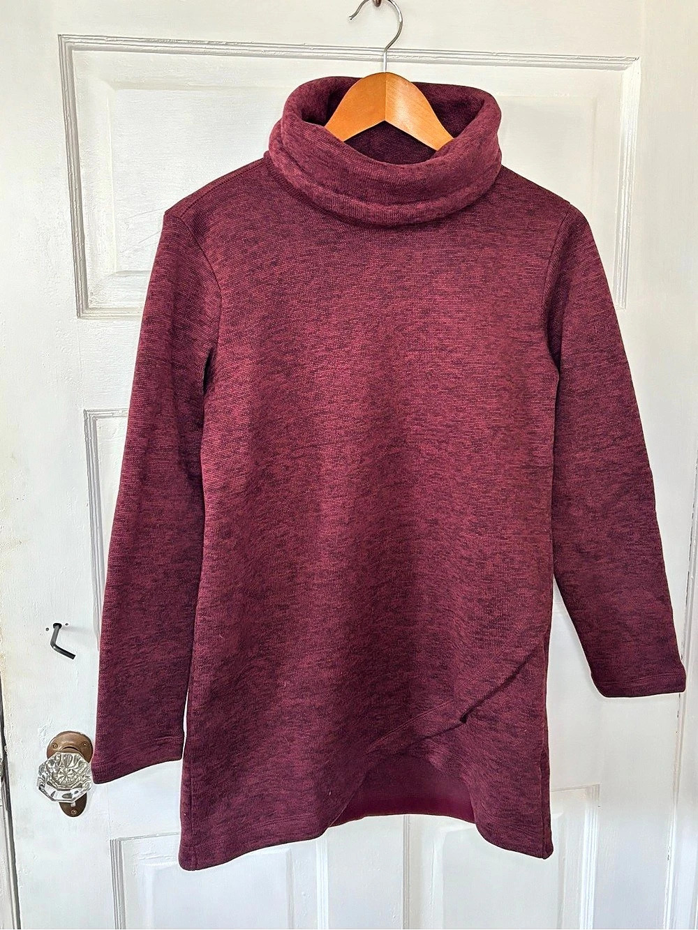 Lands' End Cowl Neck Fleece Tunic in Mulberry Size XS